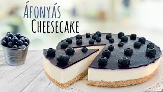 Áfonyás fehércsokis sajttorta  Cheesecake sütés nélkül  Blueberry Cheesecake [upl. by Magdala]