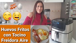 Huevos Fritos con Tocino Freidora Aire  Huevos en Freidora de Aire [upl. by Okechuku42]