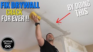 How to Fix a Drywall Crack in Ceiling or Wall FOR EVER Tutorial [upl. by Ynaffi653]