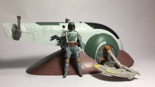 Boba Fett Slave 1 Action Figure Vehicle Review TFA Hasbro 375quot [upl. by Almeeta413]