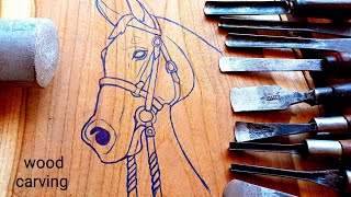 How to carve Horse face out of wood [upl. by Notse]