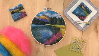 Needle Felting for Beginners 2D Landscape quotHidden Lakequot [upl. by Llednohs]