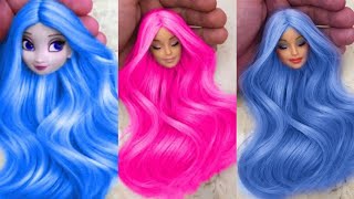 Disney Princess Doll Makeup  DIY Miniature Ideas for Barbie  Wig Dress Faceup and More DIY [upl. by Witt15]