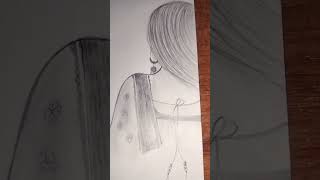 How to draw Girl backside in Saree  Pencil sketch for beginner  drawing tutorial [upl. by Norehc]