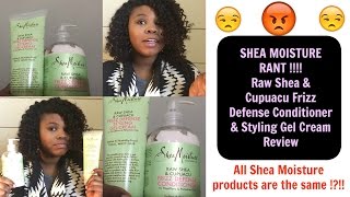 SHEA MOISTURE RANT Raw Shea amp Capuacu Frizz Defense Styling GelCream amp Conditioner Review [upl. by Leima419]