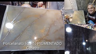 FAÃ‡A VC MESMO PORCELANATO LIQUIDO MARMORIZADO CASEIRO  DIY RESINA EPOXI PISO PIAS E MESAS [upl. by Ghiselin]