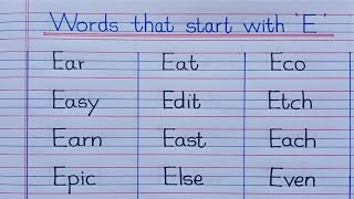 100 Words That Start With  E   E  Letter Words [upl. by Oremar]