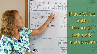 Decimal place value 6th grade math [upl. by Oniotna]