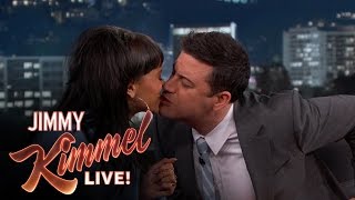 Jimmy Kimmel and Rihanna take the Twizzler Challenge for Autism Awareness Month [upl. by Anaitat]