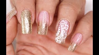 Clase 20 Efecto Chromo Glitter ♥ Deko Uñas  Nail art gold [upl. by Chabot697]