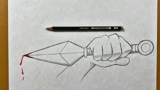 Easy Tutorial  How to draw Naruto kunai weapon stepbystep  drawing tutorial [upl. by Beitnes698]