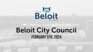 Beloit City Council  February 5th 2024 [upl. by Abba]