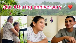 Our 4th ring anniversary 💍❤️ but Prahan ko chot lag gayi 😓  Archana rana [upl. by Tuneberg]