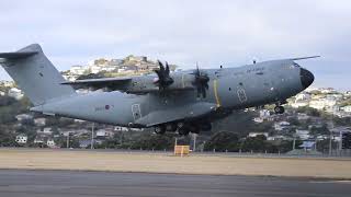 Royal Air Force A400M taxi and departure from wellington airport  ZM403 [upl. by Nabal]