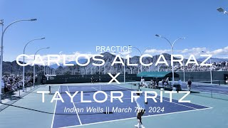 Carlos Alcaraz amp Taylor Fritz practice at Indian Wells 2024 [upl. by Rosabella526]