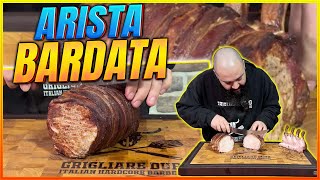 Ricetta Arista di Maiale Bardata con Bacon su Barbecue Kamado  Grigliare Duro [upl. by Nirat]