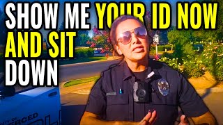 Idiot Woman Cop Gets Owned For Unlawful Orders Never Answer Questions And ID Refusal [upl. by Holt]