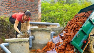 Install septic tank system and wastewater pipes for toilet build bricks toilet WC [upl. by Anazus489]