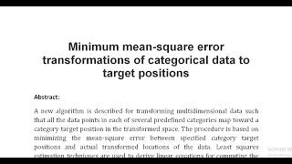 Minimum mean square error transformations of categorical data to target positions [upl. by Boucher]