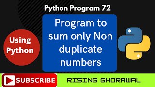 Python program to take input of three numbers and calculate sum of only non duplicate numbers [upl. by Eyt]