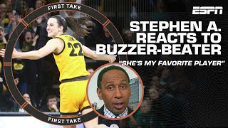 Caitlin Clark is ELITE  Stephen A reacts to gamewinning buzzerbeater from the logo  First Take [upl. by Stubbs]