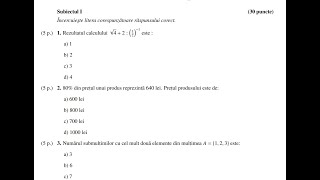 Simulare evaluare naţională matematică ICHB 1  octombrie 2023  Subiectele I şi II [upl. by Leirua531]