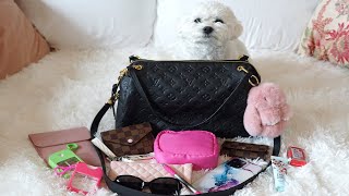 Whats in my Bag  Louis Vuitton Ponthieu PM in Black Monogram Empreinte Leather [upl. by Ard]