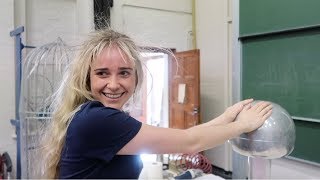 Long hair vs Van de Graaff generator [upl. by Ahsined]