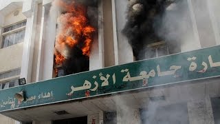 Egypt AlAzhar University buildings set ablaze during student protest [upl. by Urania]