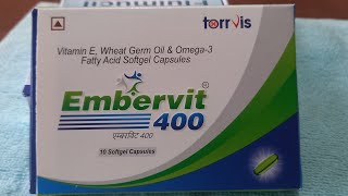 Embervit 400 vitamin Ewheat germ oilamp omega 3 fatty acid soft gel capsule  त्वचा और बालो के लिए [upl. by Girardo]