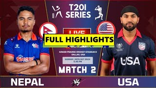 NEPAL VS USA 2ND T20 FULL MATCH HIGHLIGHTS 2024  USA VS NEP HIGHLIGHTS  khelkud sansar [upl. by Asaeret283]