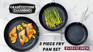 Granitestone Pro Hard Anodized 3 Piece Fry Pan Set 81012 Inch Frying Pans Nonstick Skillet [upl. by Jaeger]