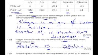 Entropy Enthalpy and Gibbs free energy chemistry A level past paper [upl. by Adyeren321]