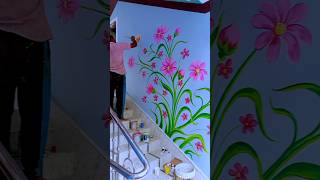 Wall painting design ideawall art flower design shorts short art design painting [upl. by Nuri]