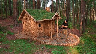 Craft Woodworking to Build an Underground Log Cabin to Survive in the Wild Catch and Cook [upl. by Hadsall]