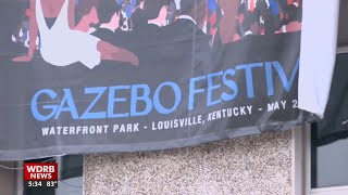 Set up is underway for Jack Harlows Gazebo Festival in Louisville [upl. by Ozan]