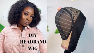 DIY HEADBAND WIG TUTORIAL FOR BEGINNERS HIGHLY REQUESTED  Omoni Got Curls [upl. by Airyt]