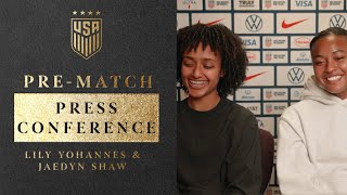 PREMATCH PRESS CONFERENCE Lily Yohannes amp Jaedyn Shaw  December 2 2024 [upl. by Okimat]