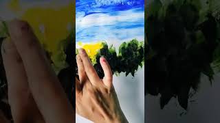 Waterfall Scenery Painting on Finger 🤞🤞animahi mohiniaura mahieasyarttrending ytshortspainting [upl. by Uba680]