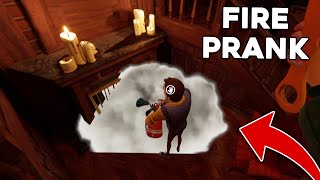 FIRE PRANK on NEIGHBOR  HELLO NEIGHBOR 2 PRANK [upl. by Etak]