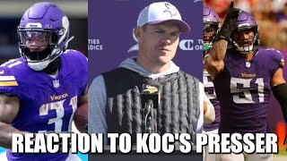 Reaction to Minnesota Vikings Head Coach Kevin OConnells Wednesday Presser [upl. by So]