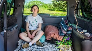 minimalist living the van life in a 700 stealth minivan camper conversion 🚙 [upl. by Nomyt]