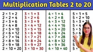 Multiplication Table 2 to 20  Table of 2 to 20  पहाड़े  2 to 20 Tables [upl. by Ettedranreb598]