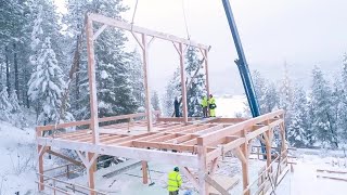 Building a Timber Frame House in 5 Days Start to Finish [upl. by Ahsit]