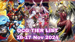 OCG Metagame Tier list 1617 Nov 2024 [upl. by Ysdnil562]