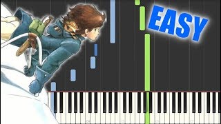 legend of the wind  joe hisaishi  nausicaa Synthesia EASY Piano Tutorial [upl. by Kirre]