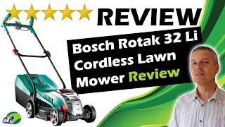 Bosch Rotak 32 Li Review  ErgoFlex Cordless Lawn Mower [upl. by Seto]