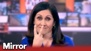 New clip of BBC News presenter caught giving middle finger emerges [upl. by Ecirtnahs499]