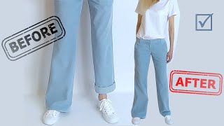 How to Alter Your Flared Pants into Straight Pants 👖 [upl. by Knipe]