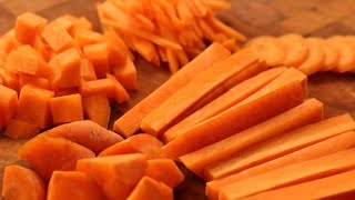 How To Cut CarrotsDice Strip Slice Julienne chunck [upl. by Wurtz981]